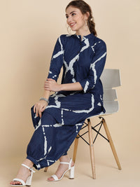 Thumbnail for Sangria Women Navy Blue Pure Cotton Kurta with Salwar - Distacart