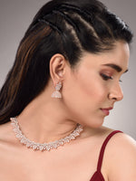 Thumbnail for Saraf RS Jewellery Rose Gold-Plated & White AD & CZ-Studded Contemporary Jewellery Set - Distacart