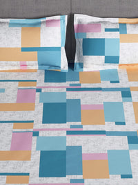 Thumbnail for Story@home Arena Grey & White Printed 180 TC Bedsheet & Pillow Covers - Distacart