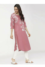 Thumbnail for Cheera Embellished Daily Wear Cotton Blend Kurta - Peach - Distacart