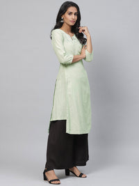 Thumbnail for Biba Women Sea Green Yoke Design Straight Kurta - Distacart