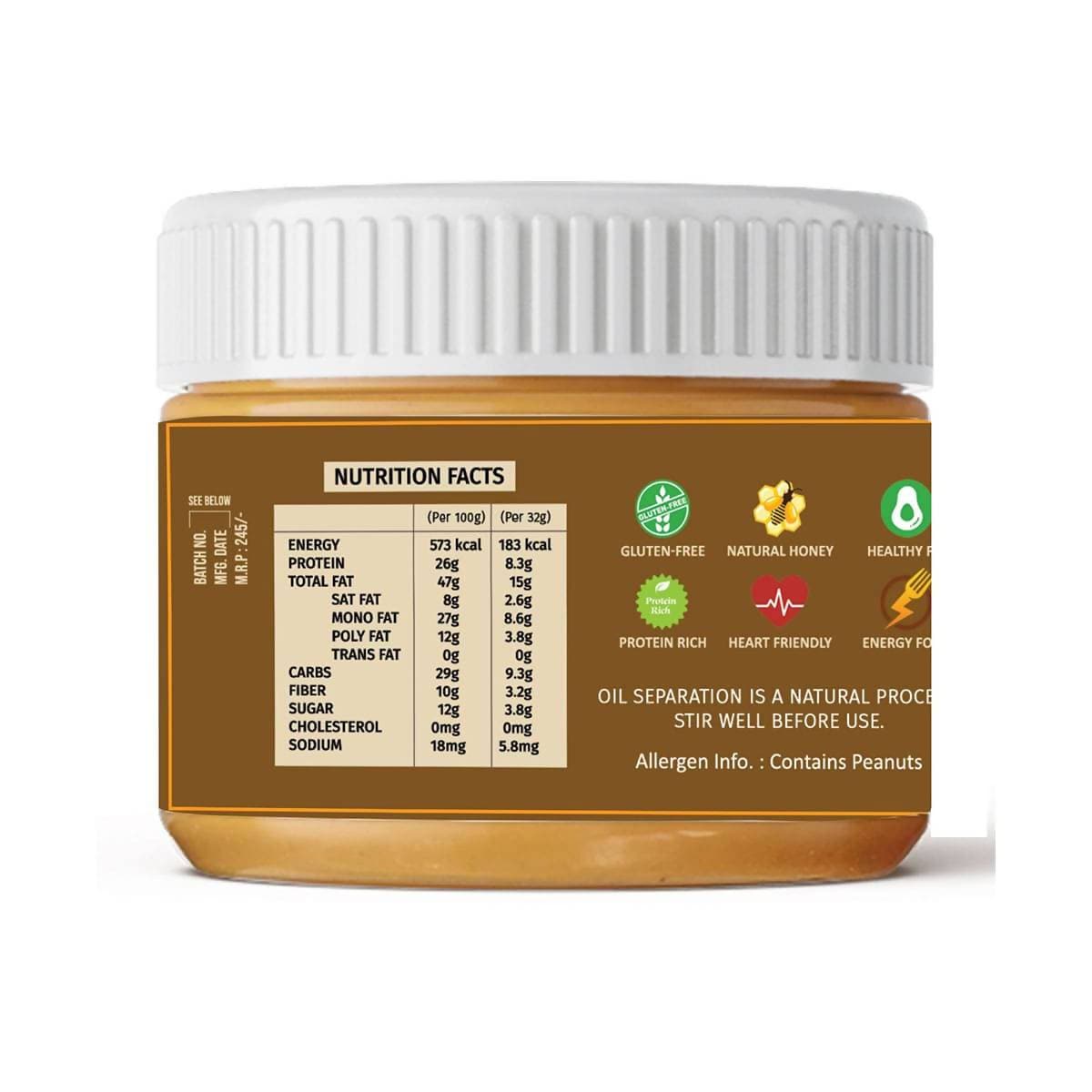 Oye Healthy Peanut Butter Natural Honey Combo Pack of 2 (850gm+340gm)