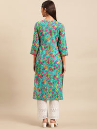 Thumbnail for Sangria Women Floral Printed Gotta Patti Floral Kurta - Distacart