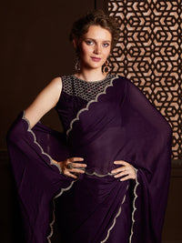 Thumbnail for Saree Mall Embellished Border Pure Chiffon Sarees - Distacart