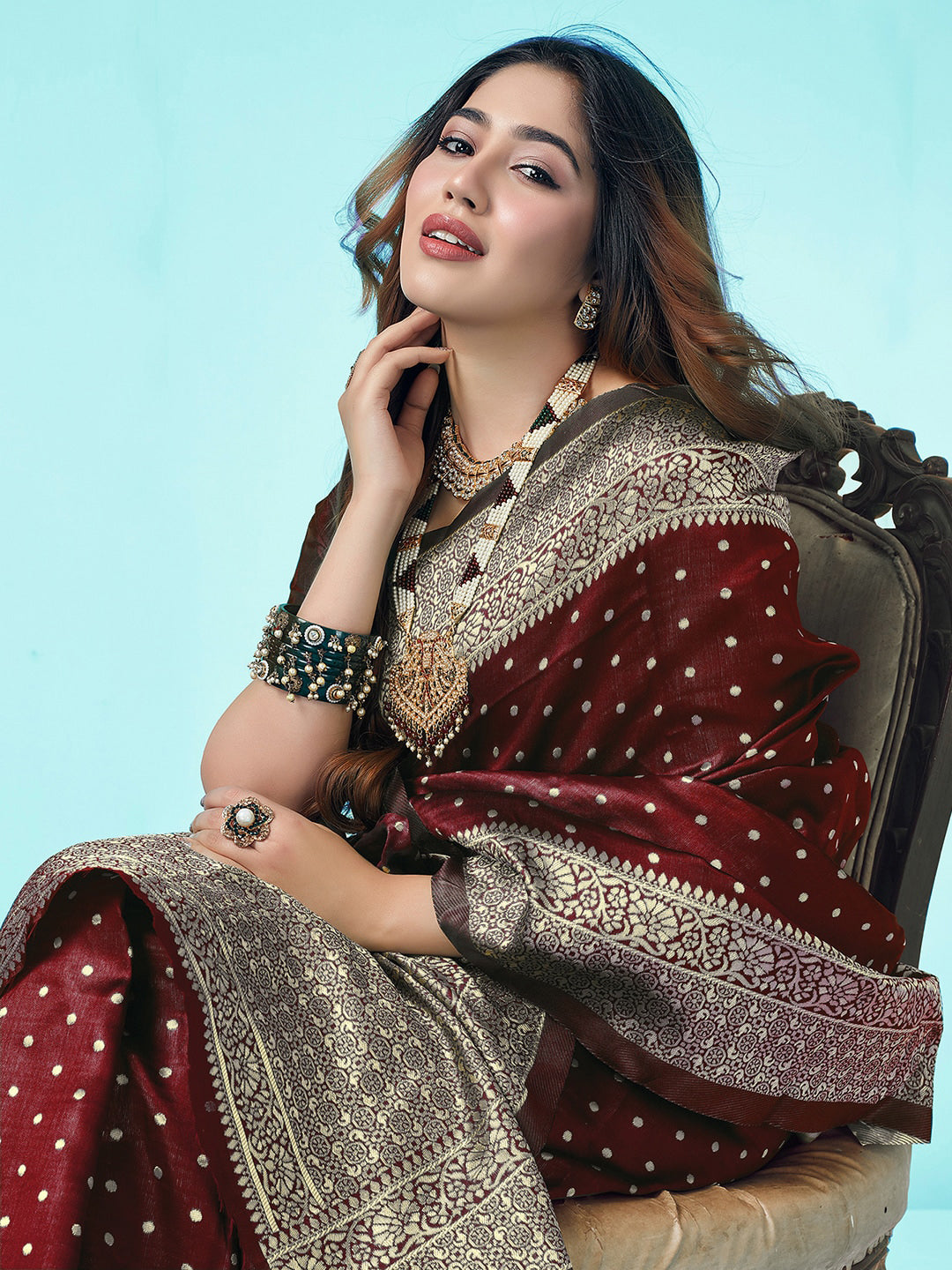 Kalini Ethnic Motifs Zari Art Silk Banarasi Saree - Distacart