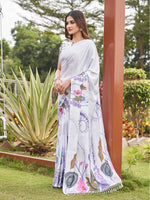 Thumbnail for Tikhi Imli White Floral Printed Saree - Distacart