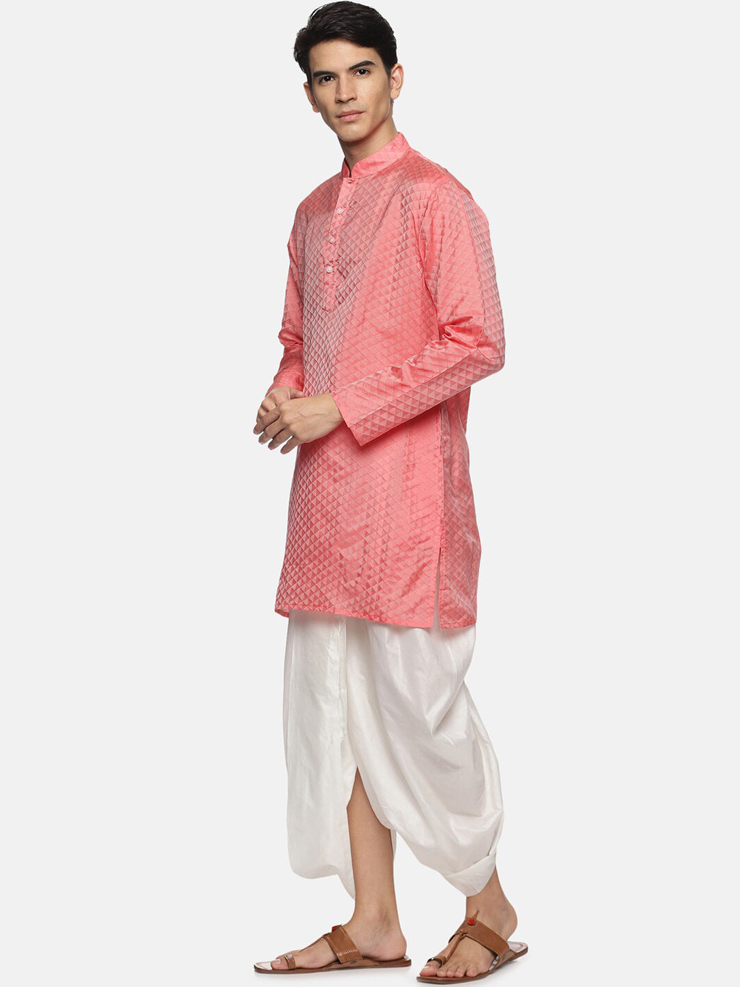 Sethukrishna Mens Red Striped Kurta with Dhoti Pants - Distacart