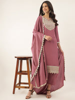 Thumbnail for Khushal K Ethnic Motifs Yoke Design Sequinned Kurta with Trousers & Dupatta - Distacart