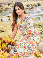 Thumbnail for Tikhi Imli White Floral Woven Design Saree - Distacart