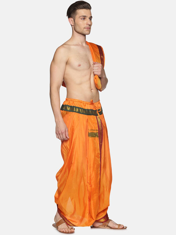 Sethukrishna Men Orange Readymade Dhotis - Distacart