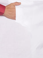 Thumbnail for Sethukrishna White & Pink Solid Cotton Dhoti For Men - Distacart