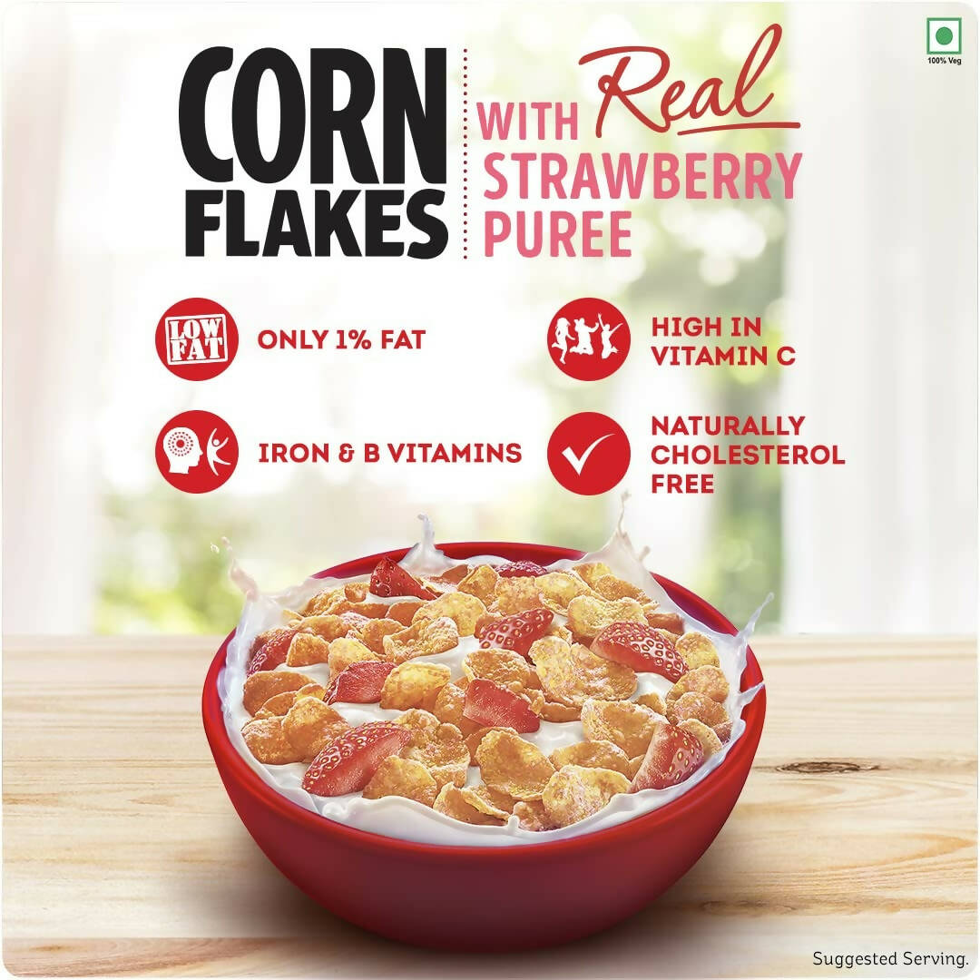 Kellogg's Corn Flakes With Real Strawberry Puree - Distacart