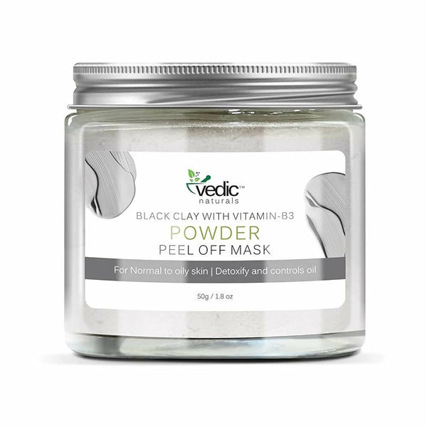 Vedic Naturals Black Clay With Vitamin-B3 Powder Peel Off Mask - Distacart