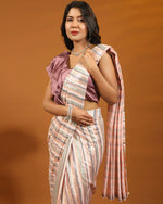 Thumbnail for Peach Pure Georgette Sequence work Ready to wear Saree with stitched Blouse - Satiksha - Distacart