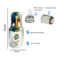 Thumbnail for Goodmunchkins Stainless Steel Feeding Rustfree Bottle with 2 Anti Colic Silicone Nipple For Kids 150 ml - Distacart