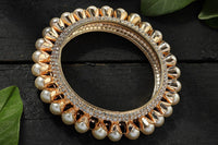 Thumbnail for Mominos Fashion Kamal Johar AD Golden Off White Bangles Set