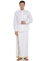 Thumbnail for Ramraj Cotton Linen Mens Full Sleeve White Shirt Plus Size - RR Linen - Distacart