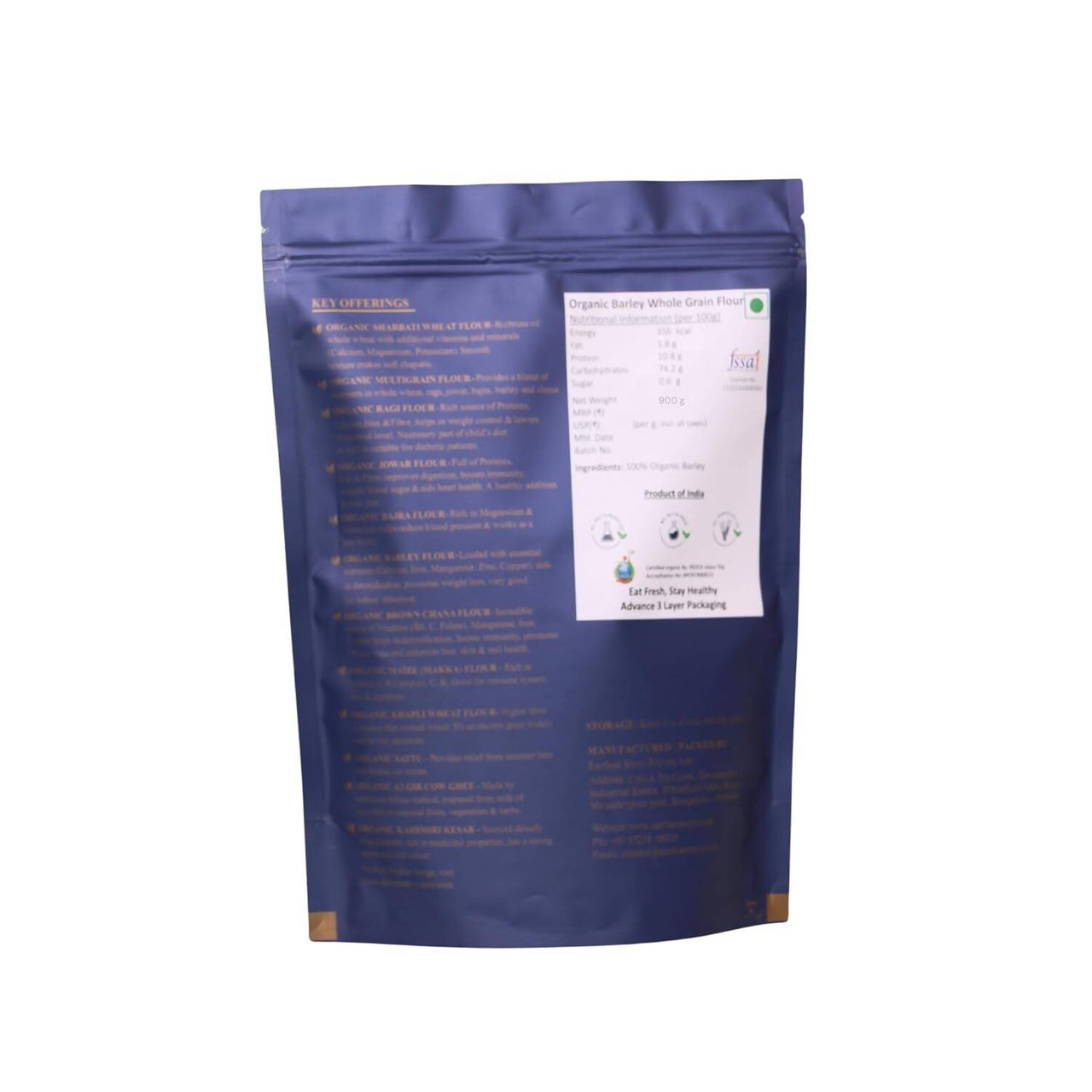 Earthen Story Certified Organic Pearl Barley Flour - Distacart
