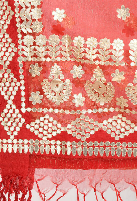 Mominos Fashion Moeza Women Organza Gotta Patti Bridal Dupatta Red Dupatta - Distacart