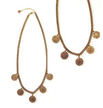 Thumbnail for Bling Accessories Antique Brass Finish Brass Metal 5 Coins Charm Necklace