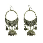 Thumbnail for Tiaraa Silver Alloy Oxidised Jhumki Dangle Earrings For Women - Distacart