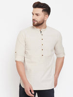 Thumbnail for Even Apparels Beige Pure Cotton Men's Kurta With Band Collar - Distacart