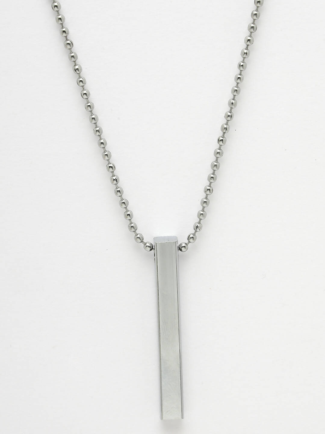 NVR Men's Silver Rhodium Plated Bar Pendant & Chain - Distacart
