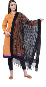 Thumbnail for Mominos Fashion Black Orgenza Mirror Stripe Dupatta
