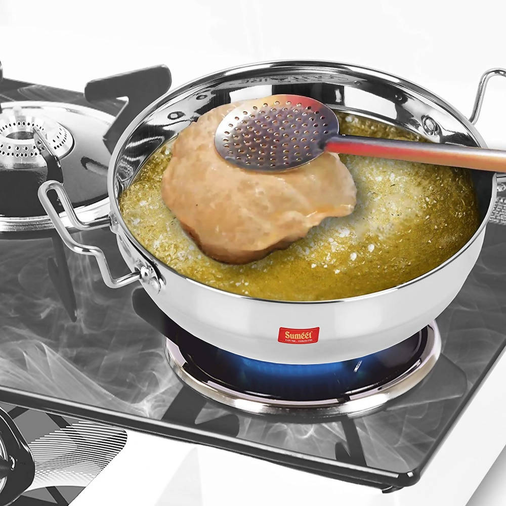 Sumeet Stainless Steel Kadhai Set with Lid and 5 Plates - Distacart