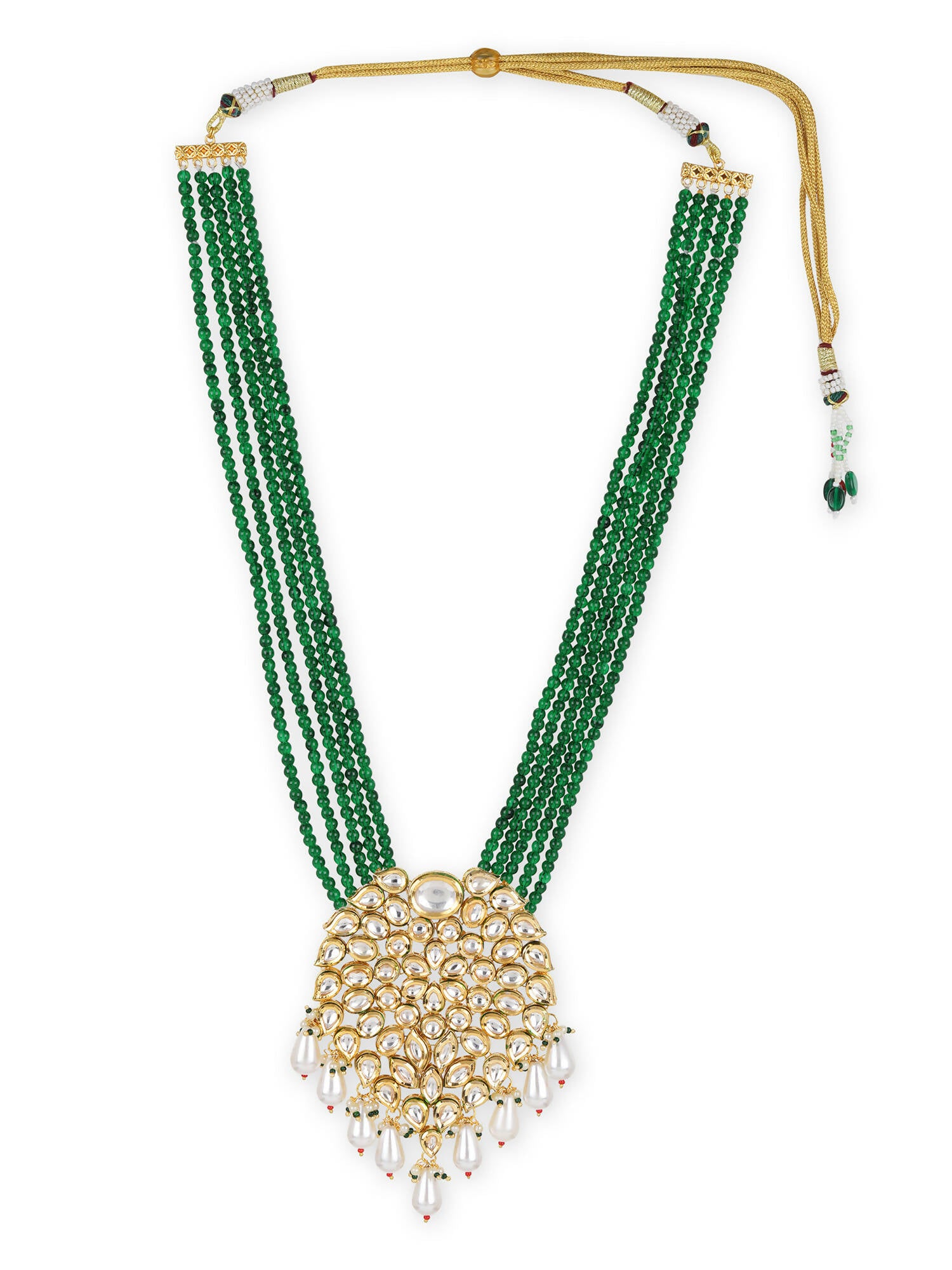 Gold-Toned Green Brass Gold-Plated Necklace - Ruby Raang - Distacart