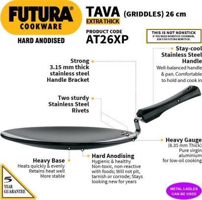 Hawkins Hard Anodised Tava Extra Thick 26 cm Diameter (AT26XP) - Distacart