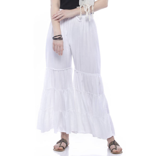 Mominos Fashion Reyon Cotton White Palazzo - Distacart