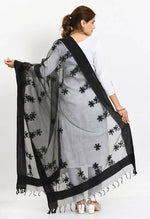 Thumbnail for Mominos Fashion Moeza Women's Orgenza All Over Chikan Work Black Dupatta - Distacart