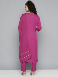 Thumbnail for HERE&NOW Ethnic Motifs Embroidered Kurta with Trousers & Dupatta - Distacart