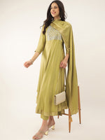 Thumbnail for Khushal K Ethnic Motifs Embroidered Sequined Kurta with Palazzos & Dupatta - Distacart