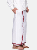 Thumbnail for Sethukrishna Mens White Solid Cotton Readymade Dhoti - Distacart