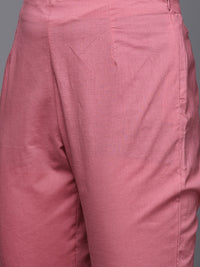 Thumbnail for Biba Women Pink Printed A-Line Pure Cotton Kurta with Trousers - Distacart