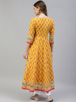 Thumbnail for Kalini Women Ethnic Motifs Printed Gotta Patti Indie Prints Anarkali Cotton Kurta - Distacart