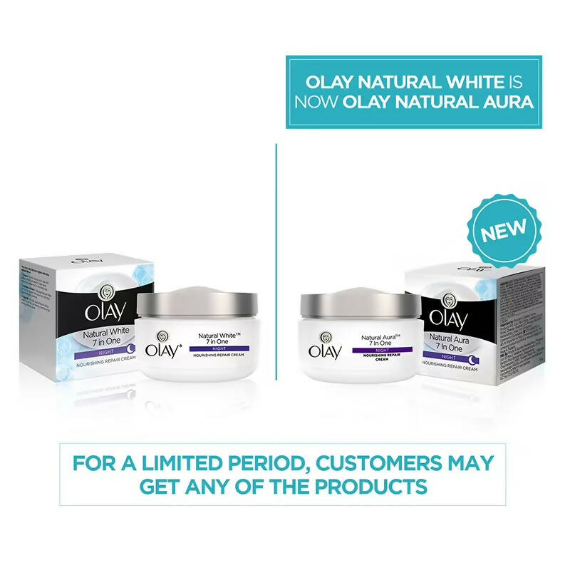 Olay Natural Aura 7 In One Night Nourishing Repair Cream - Distacart