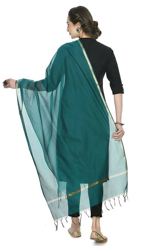 Mominos Fashion Moeza Banarsi Piping Rama Green Dupatta - Distacart