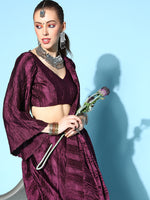 Thumbnail for Tikhi Imli Burgundy Accordion Pleated Ready to Wear Saree - Distacart