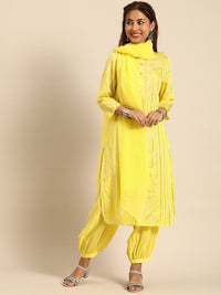 Thumbnail for Sangria Women Chanderi Silk Kurta With Salwar & With Dupatta - Distacart