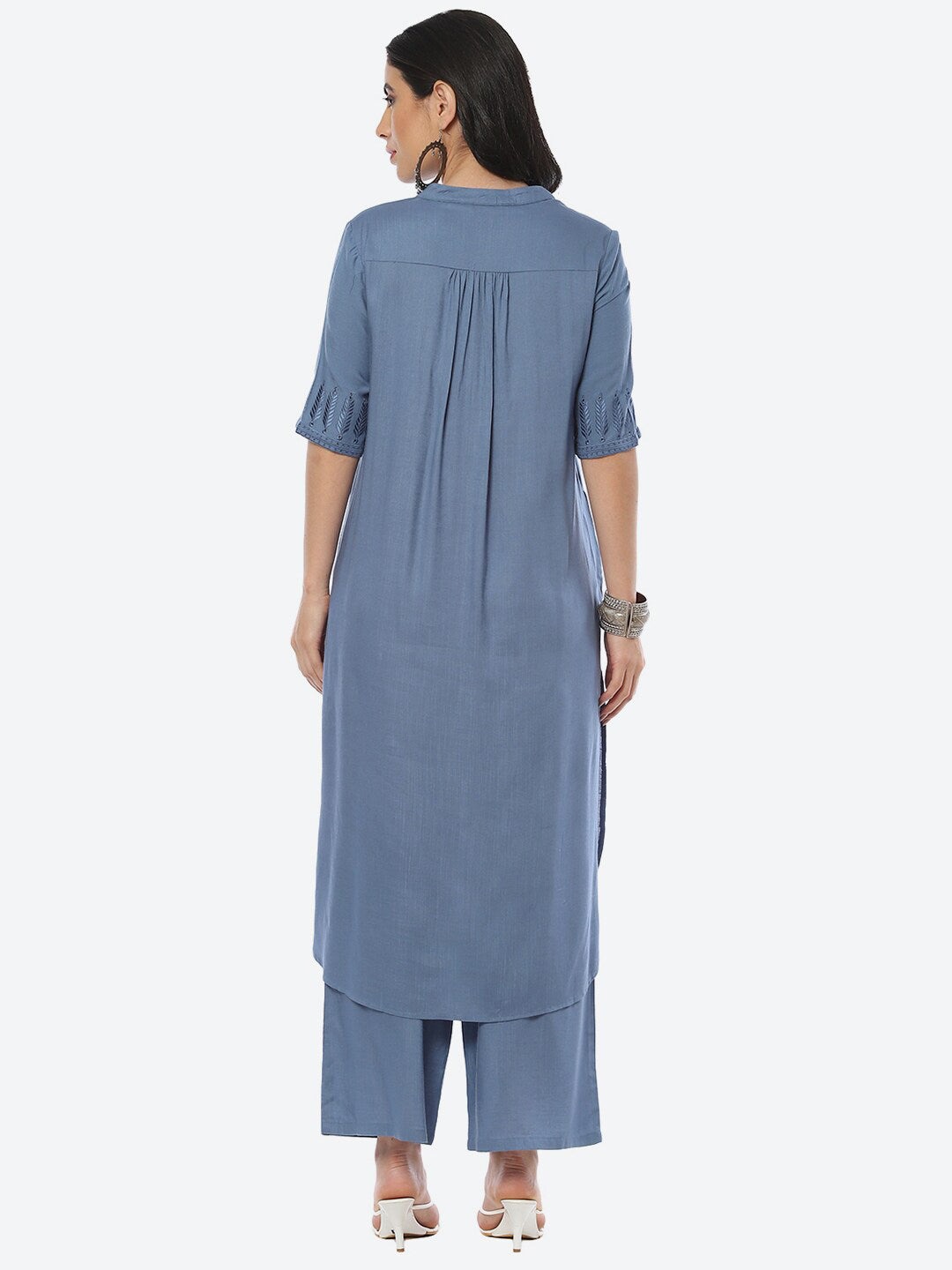 Biba Women Embroidered A-Line Kurta With Palazzos - Distacart