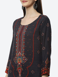Thumbnail for Biba Women Black Ethnic Motifs Printed Kurta - Distacart