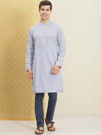 Thumbnail for House of Pataudi Jashn Pure Cotton Yoke Design Sequinned Kurta - Distacart