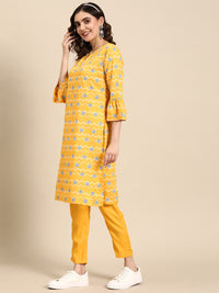 Thumbnail for Sangria Women Ethnic Motifs Printed Straight Kurta with Solid Trousers - Distacart