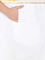 Thumbnail for Sethukrishna Men White Solid Readymade Pocket Dhoti - Distacart