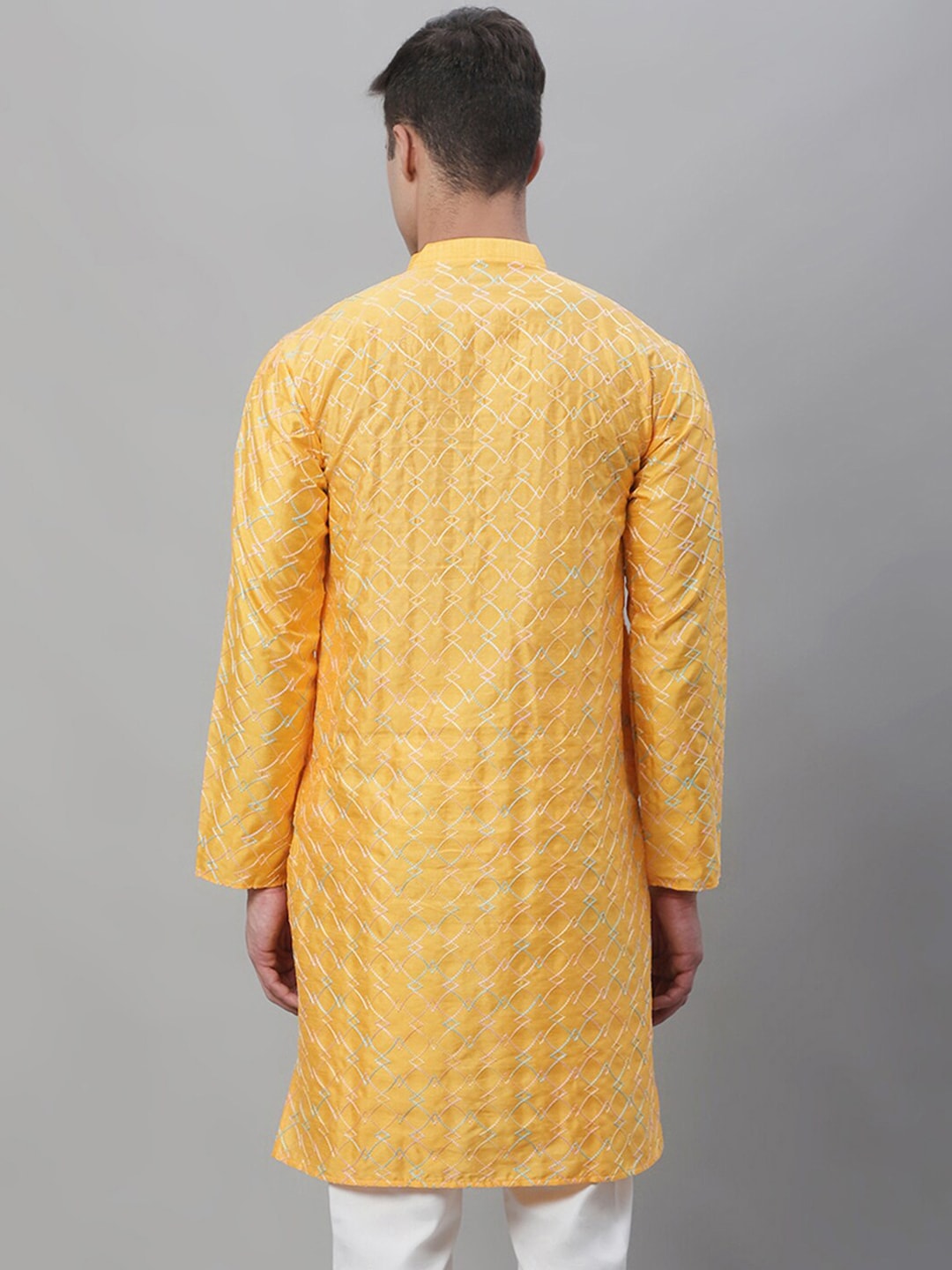 Sojanya Geometric Embroidered Thread Work Cotton Silk Kurta - Distacart