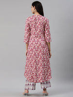 Thumbnail for Biba Women Off-White & Magenta Printed Kurta with Palazzos - Distacart