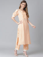 Thumbnail for Khushal K Women Beige Printed Kurta with Trousers - Distacart